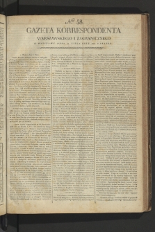 Gazeta Korrespondenta Warszawskiego i Zagranicznego. 1799, nr 58