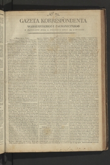 Gazeta Korrespondenta Warszawskiego i Zagranicznego. 1799, nr 71