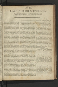 Gazeta Korrespondenta Warszawskiego i Zagranicznego. 1799, nr 72