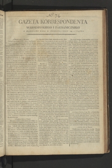 Gazeta Korrespondenta Warszawskiego i Zagranicznego. 1799, nr 74