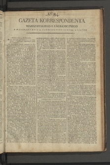 Gazeta Korrespondenta Warszawskiego i Zagranicznego. 1799, nr 84
