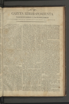 Gazeta Korrespondenta Warszawskiego i Zagranicznego. 1799, nr 87
