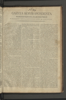 Gazeta Korrespondenta Warszawskiego i Zagranicznego. 1799, nr 89