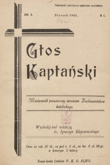 Głos Kapłański : miesięcznik poświęcony sprawom duchowieństwa katolickiego. 1931, nr 1
