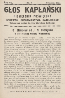 Głos Kapłański : miesięcznik poświęcony sprawom duchowieństwa katolickiego. 1933, nr 9
