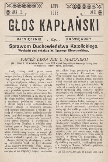 Głos Kapłański : miesięcznik poświęcony sprawom duchowieństwa katolickiego. 1928, nr 2
