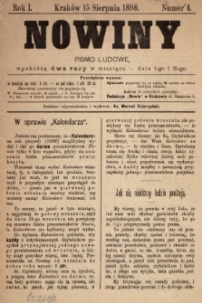 Nowiny : pismo ludowe. 1898, nr 4