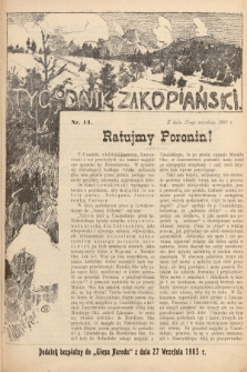 Tygodnik Zakopiański : dodatek bezpłatny do „Głosu Narodu” z dnia 27 września 1903, nr 14