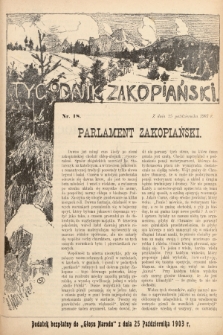 Tygodnik Zakopiański : dodatek bezpłatny do „Głosu Narodu” z dnia 25 października 1903, nr 18