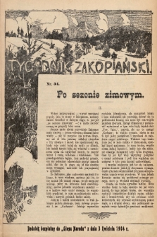 Tygodnik Zakopiański : dodatek bezpłatny do „Głosu Narodu” z dnia 3 kwietnia 1904, nr 34