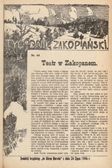 Tygodnik Zakopiański : dodatek bezpłatny do „Głosu Narodu” z dnia 24 lipca 1904, nr 45