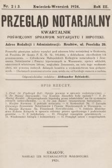 Przegląd Notarjalny : kwartalnik poświęcony sprawom notarjatu i hipoteki. 1924, nr 2-3