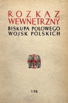 Rozkaz Wewnętrzny Biskupa Polowego Wojsk Polskch. 1938, [skorowidz]
