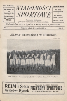 Wiadomości Sportowe : czasopismo ilustrowane poświęcone wychowaniu sportowemu młodzieży. 1922, nr 3