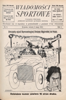 Wiadomości Sportowe : czasopismo ilustrowane poświęcone wychowaniu sportowemu młodzieży. 1922, nr 9