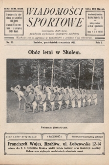 Wiadomości Sportowe : czasopismo ilustrowane poświęcone wychowaniu sportowemu młodzieży. 1922, nr 26