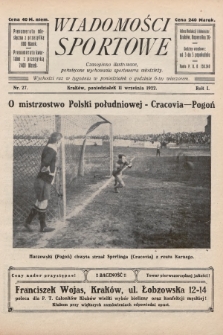 Wiadomości Sportowe : czasopismo ilustrowane poświęcone wychowaniu sportowemu młodzieży. 1922, nr 27