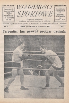 Wiadomości Sportowe : czasopismo ilustrowane poświęcone wychowaniu sportowemu młodzieży. 1922, nr 32