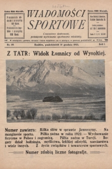 Wiadomości Sportowe : czasopismo ilustrowane poświęcone wychowaniu sportowemu młodzieży. 1922, nr 39