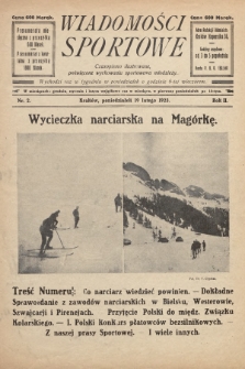 Wiadomości Sportowe : czasopismo ilustrowane poświęcone wychowaniu sportowemu młodzieży. 1923, nr 2