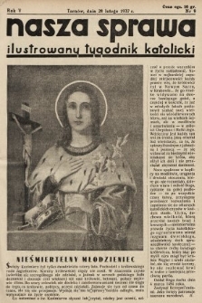Nasza Sprawa : ilustrowany tygodnik katolicki. 1937, nr 9