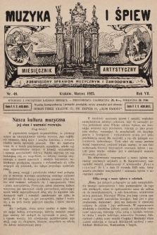 Muzyka i Śpiew: miesięcznik artystyczny : poświęcony sprawom muzycznym i zawodowym. 1925, nr 48