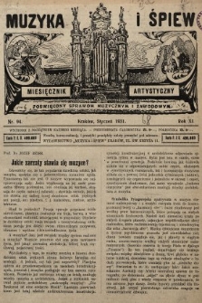 Muzyka i Śpiew: miesięcznik artystyczny : poświęcony sprawom muzycznym i zawodowym. 1931, nr 94