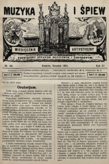 Muzyka i Śpiew: miesięcznik artystyczny : poświęcony sprawom muzycznym i zawodowym. 1931, nr 101