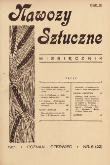 Nawozy Sztuczne. 1931, nr 6