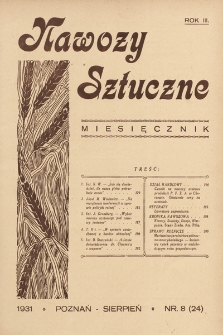 Nawozy Sztuczne. 1931, nr 8