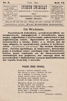 Opiekun Zwierząt Domowych i Pożytecznych : organ Krakowskiego Stowarzyszenia Ochrony Zwierząt. 1892, nr 2