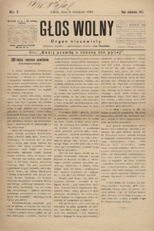 Głos Wolny : tygodnik polityczny, społeczny i literacki : organ niezawisły. 1894, nr 7