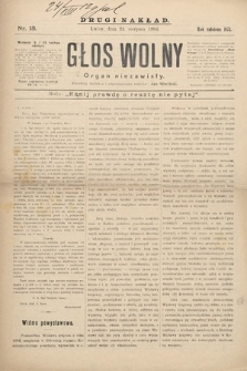 Głos Wolny : tygodnik polityczny, społeczny i literacki : organ niezawisły. 1894, nr 13