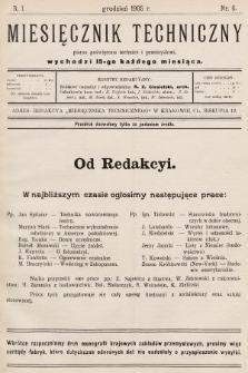 Miesięcznik Techniczny : pismo poświęcone technice i przemysłowi. 1905, nr 6