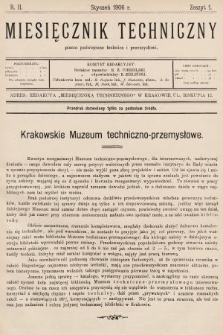 Miesięcznik Techniczny : pismo poświęcone technice i przemysłowi. 1906, nr 1