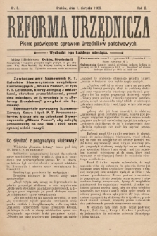 Reforma Urzędnicza : pismo poświęcone sprawom Urzędników państwowych. 1909, nr 8