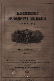 Roczniki Gospodarstwa Krajowego. R. 9, 1850, T. 17, nr 1