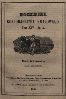 Roczniki Gospodarstwa Krajowego. R. 13, 1854, T. 25, nr 2