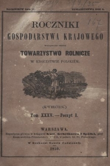 Roczniki Gospodarstwa Krajowego. R. 17, 1859, T. 35, poszyt 1