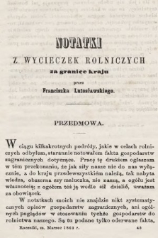 Roczniki Gospodarstwa Krajowego. R. 20, 1862, T. 46, poszyt [3]