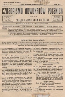 Czasopismo Adwokatów Polskich : organ Związku Adwokatów Polskich. 1930, nr 7. 8. 9