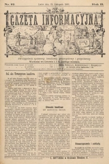 Gazeta Informacyjna : poświęcona sprawom wszelkich informacyj prywatnych i handlowych. R. 2, 1891, nr 12