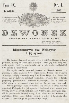 Dzwonek : pismo dla ludu. T. 9, 1863, nr 1
