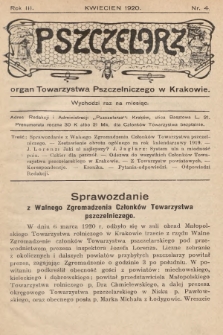 Pszczelarz : organ Towarzystwa Pszczelniczego w Krakowie. 1920, nr 4