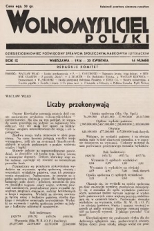 Wolnomyśliciel Polski : dziecięciodniowiec poświęcony sprawom społecznym, naukowym i literackim. 1936, nr 14