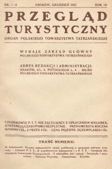 Przegląd Turystyczny : organ Polskiego Towarzystwa Tatrzańskiego. 1927, nr 7-8