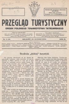 Przegląd Turystyczny : organ Polskiego Towarzystwa Tatrzańskiego. 1933, nr 1