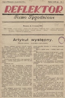 Reflektor : pismo tygodniowe. 1928, nr 1