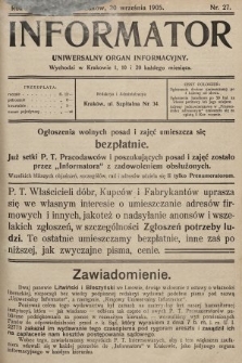 Informator : uniwersalny organ informacyjny. 1905, nr 27
