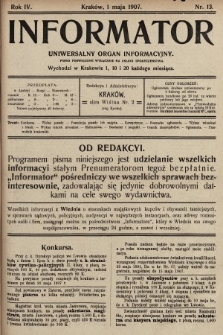 Informator : uniwersalny organ informacyjny. 1907, nr 13